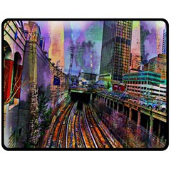 Downtown Chicago City Double Sided Fleece Blanket (medium) 
