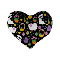 Cute Easter Pattern Standard 16  Premium Heart Shape Cushions