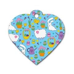 Cute Easter Pattern Dog Tag Heart (two Sides) by Valentinaart