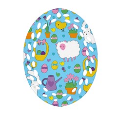 Cute Easter Pattern Oval Filigree Ornament (two Sides) by Valentinaart