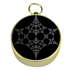 Drawing Of A White Spindle On Black Gold Compasses by Nexatart