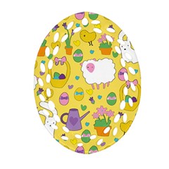 Cute Easter Pattern Oval Filigree Ornament (two Sides) by Valentinaart