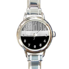 Piano Keys On The Black Background Round Italian Charm Watch by Nexatart