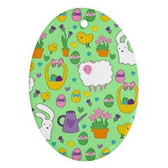 Cute Easter Pattern Oval Ornament (two Sides) by Valentinaart