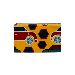 Husbands Cars Autos Pattern On A Yellow Background Cosmetic Bag (small)  by Nexatart