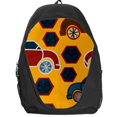 Husbands Cars Autos Pattern On A Yellow Background Backpack Bag by Nexatart