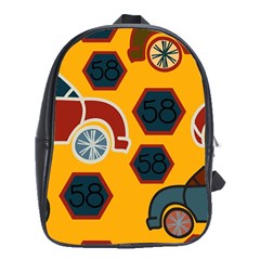 Husbands Cars Autos Pattern On A Yellow Background School Bags (xl)  by Nexatart