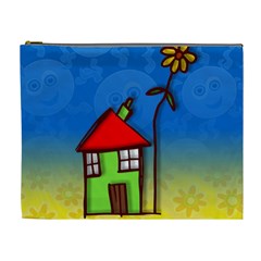 Colorful Illustration Of A Doodle House Cosmetic Bag (xl)