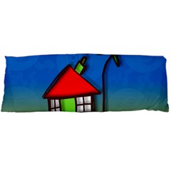 Colorful Illustration Of A Doodle House Body Pillow Case Dakimakura (two Sides) by Nexatart