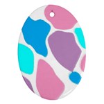 Baby Pink Girl Party Pattern Colorful Background Art Digital Oval Ornament (Two Sides) Back