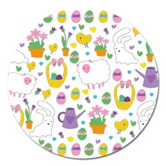 Cute Easter Pattern Magnet 5  (round) by Valentinaart