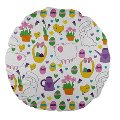 Cute Easter Pattern Large 18  Premium Flano Round Cushions by Valentinaart