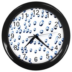 Water Drops On White Background Wall Clocks (black)