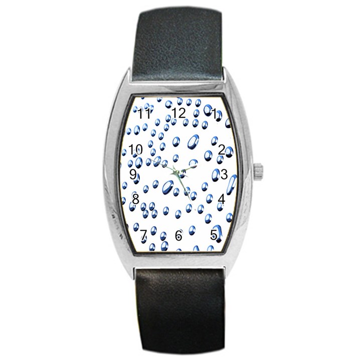Water Drops On White Background Barrel Style Metal Watch