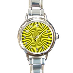 Sunburst Pattern Radial Background Round Italian Charm Watch by Nexatart