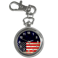 Grunge American Flag Background Key Chain Watches by Nexatart