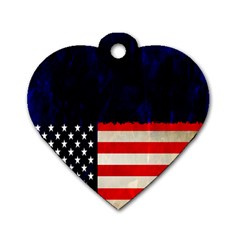 Grunge American Flag Background Dog Tag Heart (two Sides) by Nexatart