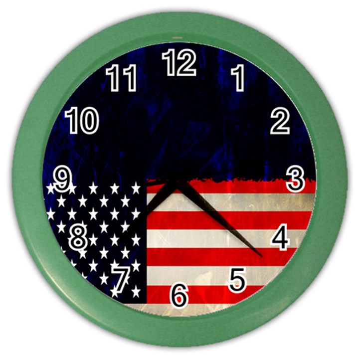 Grunge American Flag Background Color Wall Clocks