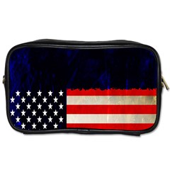 Grunge American Flag Background Toiletries Bags by Nexatart