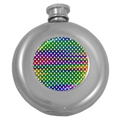 Digital Polka Dots Patterned Background Round Hip Flask (5 Oz) by Nexatart