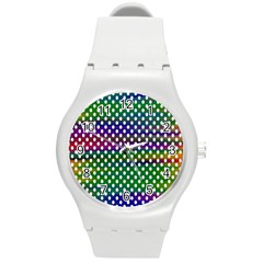Digital Polka Dots Patterned Background Round Plastic Sport Watch (m) by Nexatart