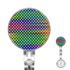 Digital Polka Dots Patterned Background Stainless Steel Nurses Watch by Nexatart