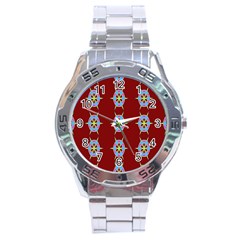 Geometric Seamless Pattern Digital Computer Graphic Stainless Steel Analogue Watch by Nexatart