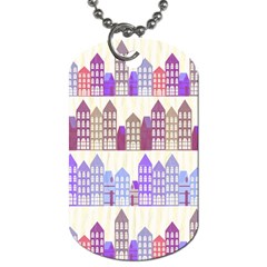 Houses City Pattern Dog Tag (one Side) by Nexatart