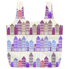 Houses City Pattern Full Print Recycle Bags (l)  by Nexatart