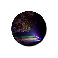 Illuminated Trees At Night Magnet 3  (round) by Nexatart