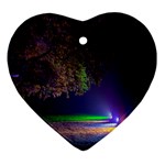 Illuminated Trees At Night Heart Ornament (Two Sides) Back