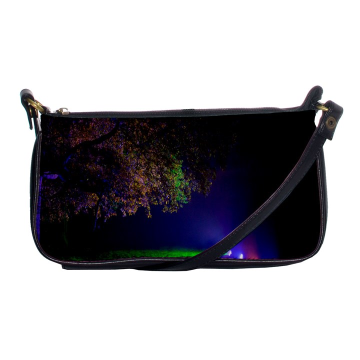 Illuminated Trees At Night Shoulder Clutch Bags