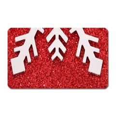 Macro Photo Of Snowflake On Red Glittery Paper Magnet (rectangular) by Nexatart