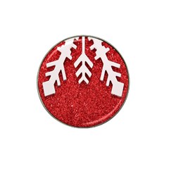 Macro Photo Of Snowflake On Red Glittery Paper Hat Clip Ball Marker (10 Pack) by Nexatart