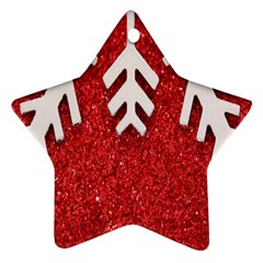 Macro Photo Of Snowflake On Red Glittery Paper Star Ornament (two Sides) by Nexatart