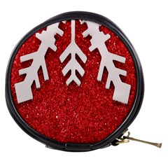 Macro Photo Of Snowflake On Red Glittery Paper Mini Makeup Bags by Nexatart