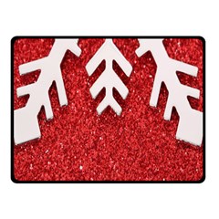 Macro Photo Of Snowflake On Red Glittery Paper Fleece Blanket (small) by Nexatart