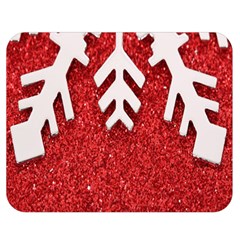 Macro Photo Of Snowflake On Red Glittery Paper Double Sided Flano Blanket (medium)  by Nexatart