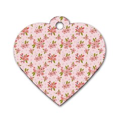 Beautiful Hand Drawn Flowers Pattern Dog Tag Heart (two Sides) by TastefulDesigns