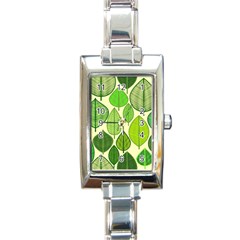 Leaves Pattern Design Rectangle Italian Charm Watch by TastefulDesigns