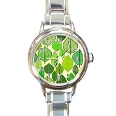 Leaves Pattern Design Round Italian Charm Watch by TastefulDesigns