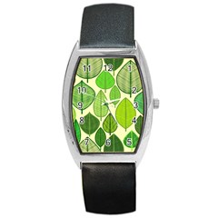 Leaves Pattern Design Barrel Style Metal Watch by TastefulDesigns