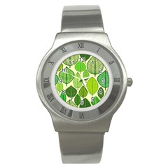 Leaves Pattern Design Stainless Steel Watch