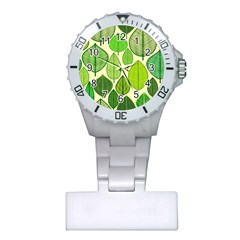 Leaves Pattern Design Plastic Nurses Watch by TastefulDesigns