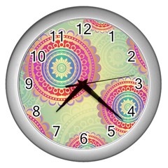 Abstract Geometric Wheels Pattern Wall Clocks (silver)  by LovelyDesigns4U