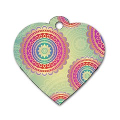 Abstract Geometric Wheels Pattern Dog Tag Heart (two Sides) by LovelyDesigns4U