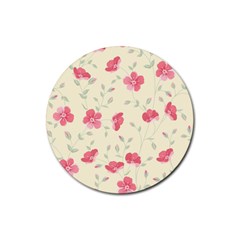 Seamless Flower Pattern Rubber Coaster (round)  by TastefulDesigns