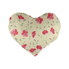 Seamless Flower Pattern Standard 16  Premium Flano Heart Shape Cushions