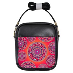 Pretty Floral Geometric Pattern Girls Sling Bags by LovelyDesigns4U