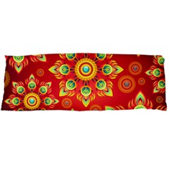 Red And Orange Floral Geometric Pattern Body Pillow Case Dakimakura (two Sides) by LovelyDesigns4U